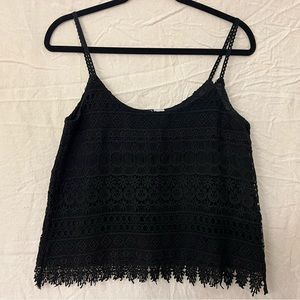 Black H&M Divided Thin Strap Crochet Crop Top